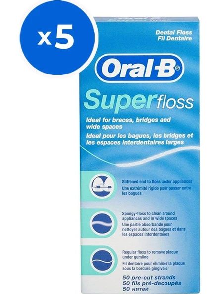 Oral-B Diş İpi Super Floss 50'Li X 5 PAKET (SKT:06/2029) ürün görseli 1