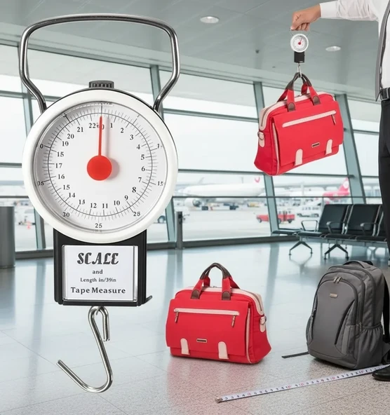 22 Kg/50lb Kancalı Tartı Aleti 1 Metre Mezuralı Askılı Balıkçı Terazisi ürün görseli 1