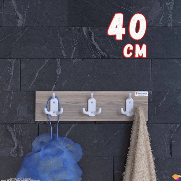 Modilayn ARI 9 Kancalı Banyo Askısı 3' lü Set 36,4x9, 6 cm Şık Tasarım Ekstra Düzen ve Yer Tasarrufu ürün görseli 1