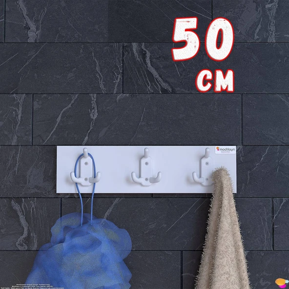 Modilayn ARI Serisi 9 Kancalı Banyo Askısı- 3'lü Set (46,4x9,6 cm) | Ekstra Düzen ve Yer Tasarrufu ürün görseli 1