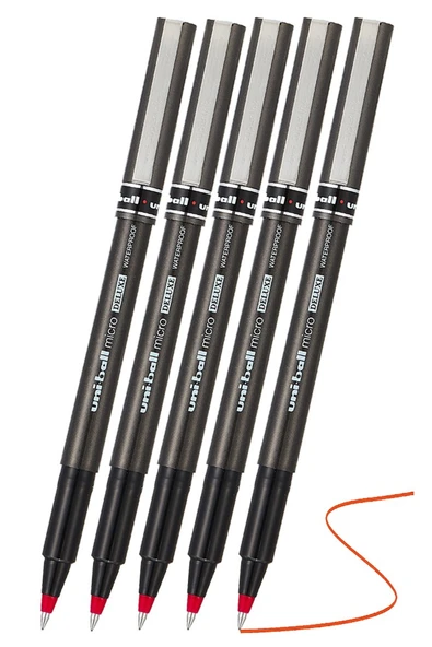 Kırmızı Pilot Kalem UB-155 Micro Deluxe 5 Adet Uniball Pilot Kalem 0.5 mm Roller Uçlu Pilot Kalem İnce Uçlu Likit ürün görseli 1
