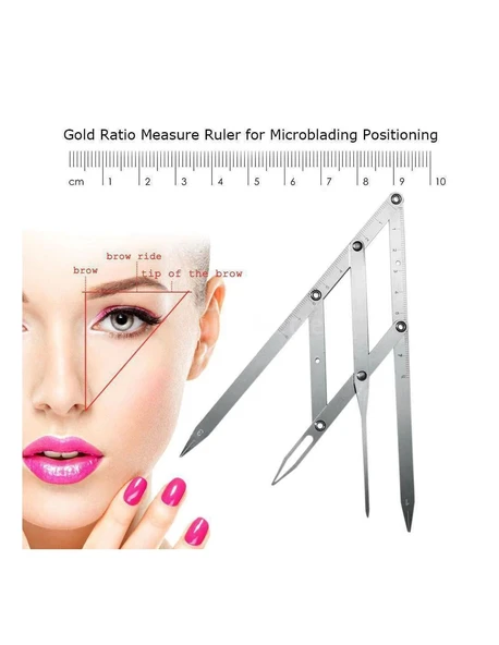Microblading Simetrik ve Estetik Kaş Ölçüm Cetveli, Kalıcı Makyaj Altın Oran Pergeli 275 ürün görseli 1