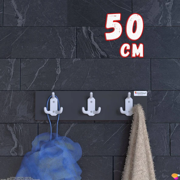 Modilayn ARI Serisi 9 Kancalı Banyo Askısı - 3'lü Set (46,4x9,6cm) | Ekstra Düzen ve Yer Tasarrufu ürün görseli 1