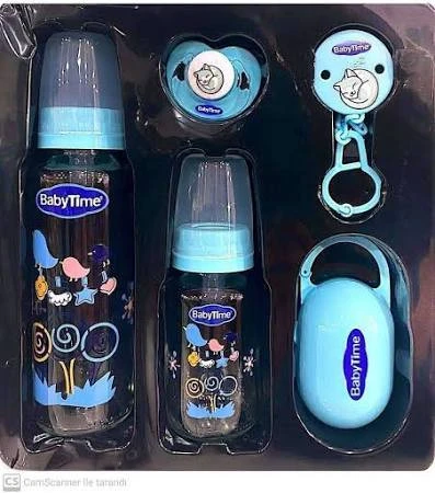 Babytime Yenidoğan 5'li Cam Biberon Ve Emzik Seti Mavi ürün görseli 1