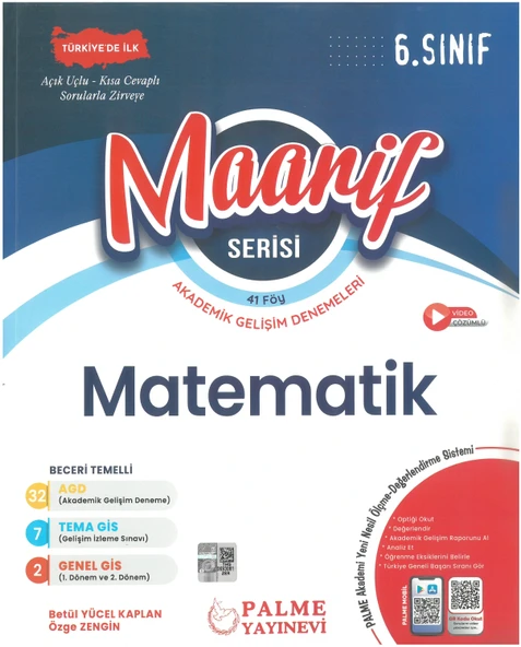 Palme Yayınları 6. Sınıf Maarif Serisi Matematik Haftalık Deneme 41 Föy ürün görseli 1