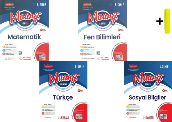 Palme 6. Sınıf Maarif Matematik Fen Türkçe Sosyal Haftalık Deneme Seti ürün görseli 1