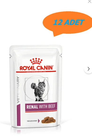 Royal Canin Renal with Beef Sığır Etli Kedi Yaş Maması 12 x 85gr ürün görseli 1