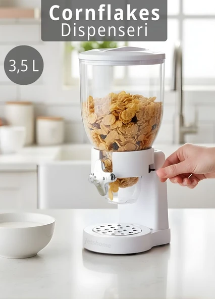 Cornflakes Dispenseri 3,5 L Tahıl, Müsli, Granola ve Kuruyemiş İçin Hijyenik Kahvaltı Sunum Aparatı ürün görseli 1