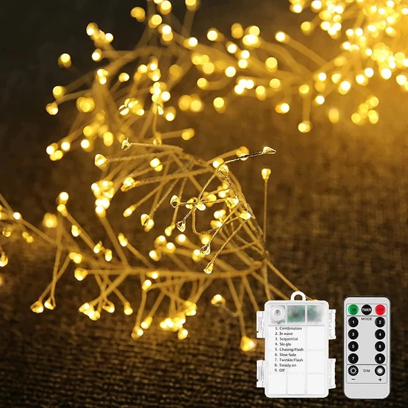 6 Metre 200 LED Gün Işığı  Uzaktan Kumandalı, 8 Modlu USB Peri Işığı ürün görseli 1
