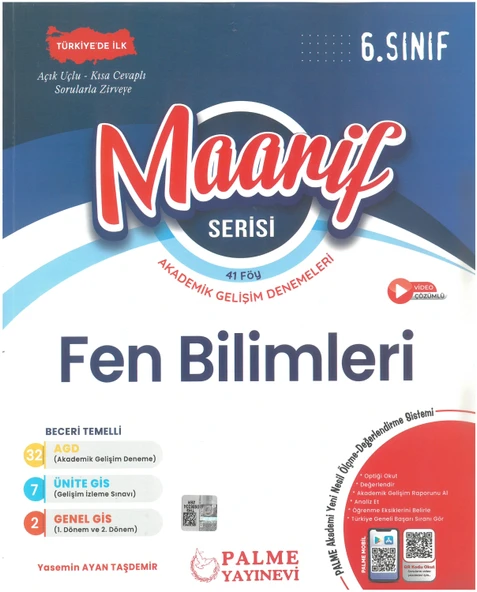 Palme Yayınları 6. Sınıf Maarif Serisi Fen Bilimleri Haftalık Deneme 41 Föy ürün görseli 1