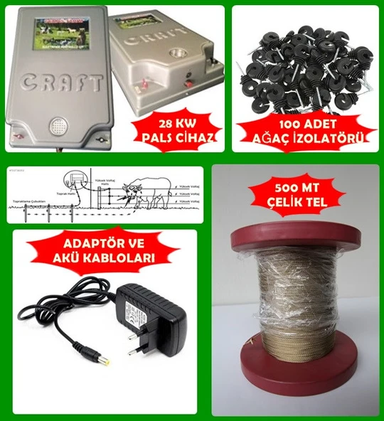 YAKLAŞIRKEN ÇARPAR 5 DÖNÜME GÖRE SET 28KW ÇELİK TELLİ DOMUZ KOVUCU AYI KOVUCU ürün görseli 1