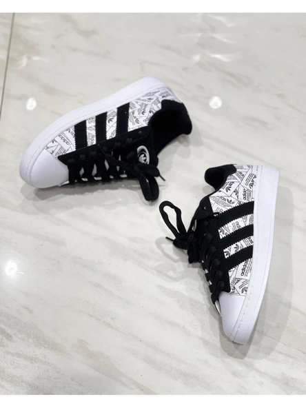 Adidas Campus Beyaz Gazete Baskılı Günlük Spor Ayakkabı ürün görseli 1