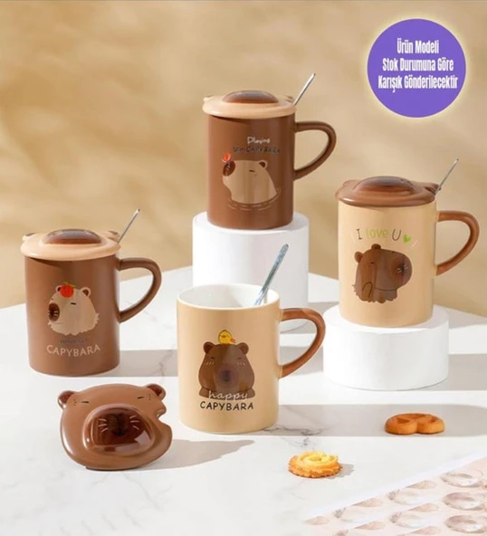 Brown Capybara Temalı Seramik Kupa ürün görseli 1
