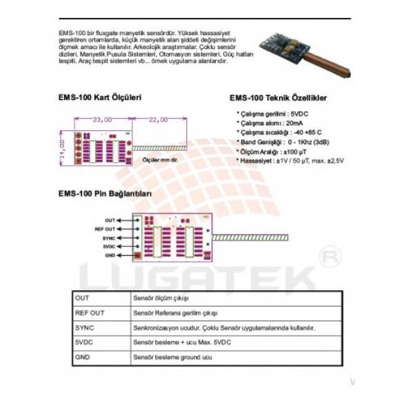 EMS 100 Fluxgate Magnetic Sensor - Resim 4