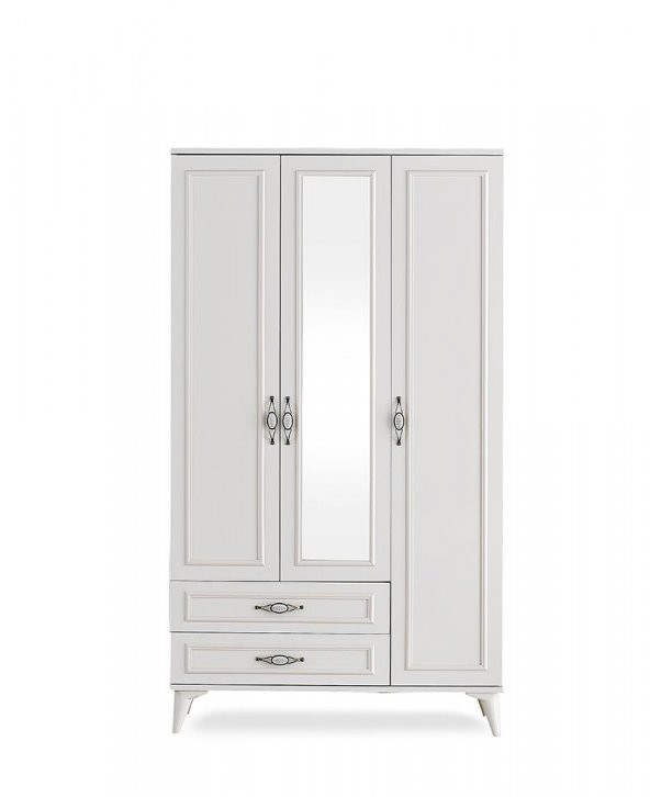Erezoğulları Mobilya Irmak 3 Kapılı 2 Çekmeceli GarElbise Dolabı 120x48x195cm ürün görseli 1
