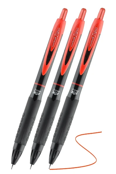 Kırmızı Pilot Kalem Signo 307 3 Adet Uniball Basmalı Pilot Kalem 0.5 mm Roller Uçlu Pilot Kalem İnce Uçlu Likit Mürekkep ürün görseli 1