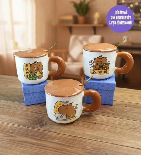 Çalışkan Capybara Temalı Seramik Kupa ürün görseli 1