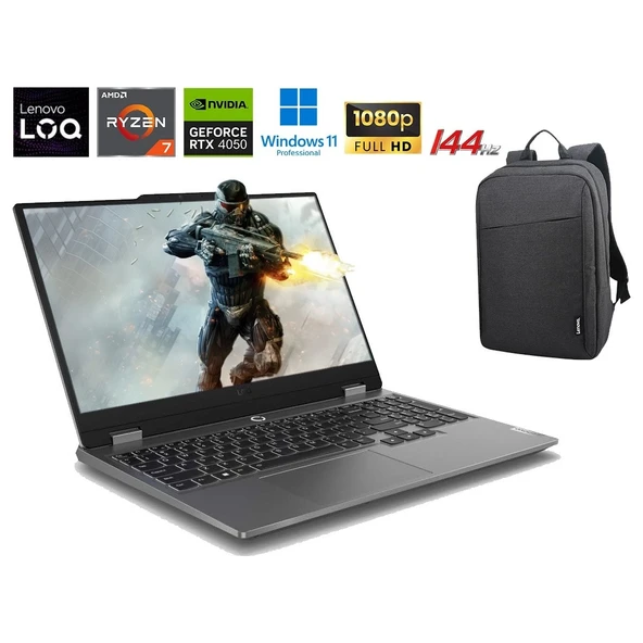 Loq 15ARP9 P20 Amd Ryzen 7-7435HS 64GB Ddr5 2tb SSD RTX4050 6gb 15.6'' 144Hz Full Hd WIN11 Pro Gaming Laptop Lenovo Çanta Hediyeli ürün görseli 1