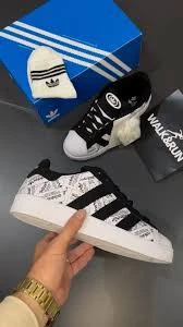 Adidas Campus Beyaz Gazete Baskılı Günlük Spor Ayakkabı - Resim 2
