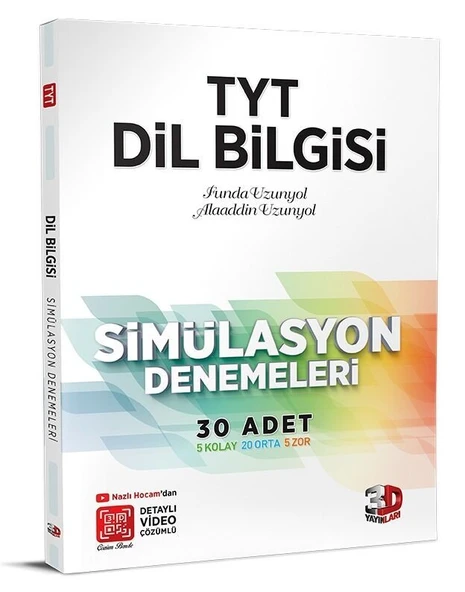 TYT Dil Bilgisi Simülasyon Denemeleri Detaylı Video Çözümlü 3D Yayınları ürün görseli 1