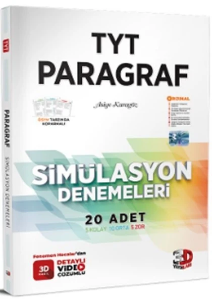 TYT Paragraf Simülasyon 20 li Denemeleri 3D Yayınları ürün görseli 1