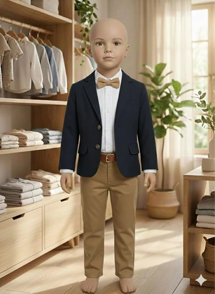 Erkek Çocuk Ceketli Takım Elbise / Ceket, Pantolon, Gömlek Ve Papyon ürün görseli 1