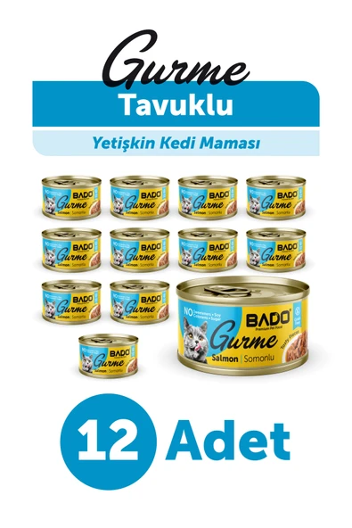 BADO GURME YAŞ YETİŞKİN KEDİ MAMASI SOMONLU 85 GR 12 ADET ürün görseli 1