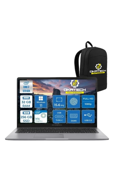 EXPERTBOOK P1503 INTELCORE I7-13700H 32GB RAM 256 GB SSD WİN11 PRO 15.6” FHD NOTEBOOK + OKATECH ÇANTA ürün görseli 1