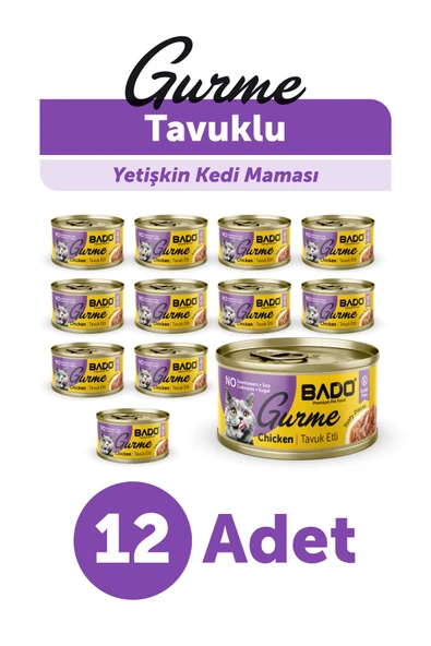 BADO GURME YAŞ YETİŞKİN KEDİ MAMASI TAVUKLU 85 GR 12 ADET ürün görseli 1