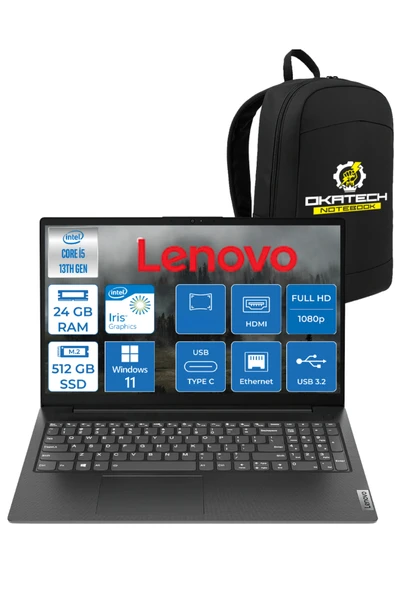 V15 G4 İNTEL i5 -13420H 24 GB RAM 512 GB NVM SSD 15.6 ” FHD WİN11PRO NOTEBOOK + OKATECH ÇANTA ürün görseli 1