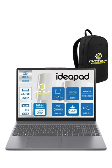 IDEAPAD SLİM 3 İ5-13420H 24 GB RAM 1 TB SSD UHD 15.3" WUXGA WİN11PRO NOTEBOOK+OKATECH ÇANTA ürün görseli 1
