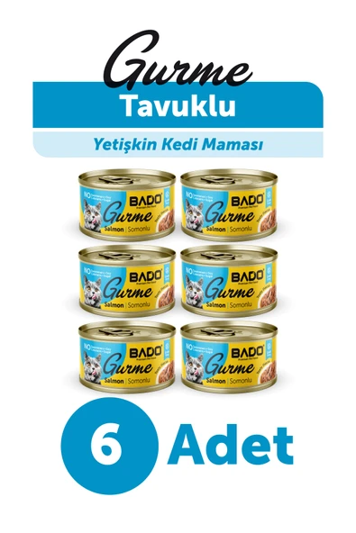 BADO GURME YAŞ YETİŞKİN KEDİ MAMASI SOMONLU 85 GR 6 ADET ürün görseli 1