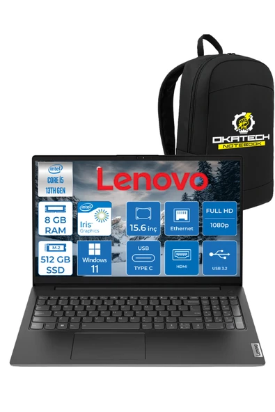 V15 G4 İNTEL i5 -13420H 8 GB DDR4 512GB SSD 15.6 ” FHD WİN11PRO NOTEBOOK + OKATECH ÇANTA ürün görseli 1