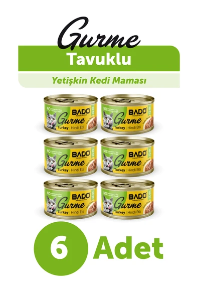BADO GURME YAŞ YETİŞKİN KEDİ MAMASI HİNDİ ETLİ 85 GR 6 ADET ürün görseli 1