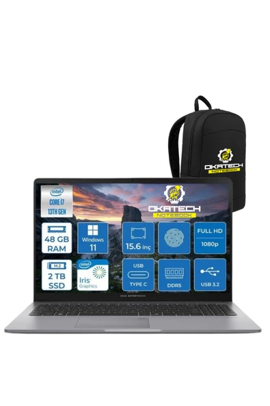 EXPERTBOOK P1503 INTELCORE I7-13620H 40GB RAM 2 TB SSD WİN11 PRO 15.6” FHD NOTEBOOK + OKATECH ÇANTA ürün görseli 1