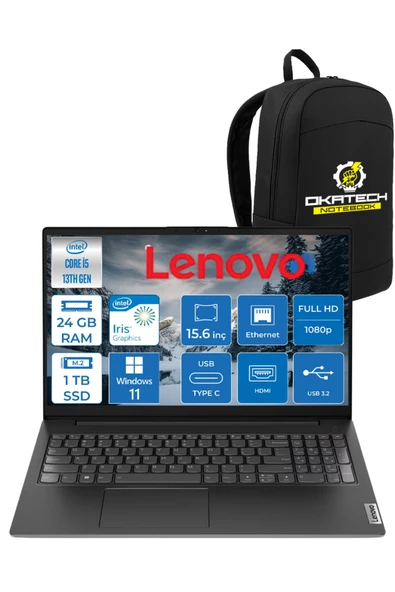 V15 G4 İNTEL i5 -13420H 24 GB RAM 1 TB NVM SSD 15.6 ” FHD WİN11PRO NOTEBOOK + OKATECH ÇANTA ürün görseli 1