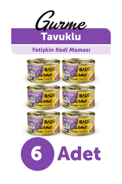 BADO GURME YAŞ YETİŞKİN KEDİ MAMASI TAVUKLU 85 GR 6 ADET ürün görseli 1