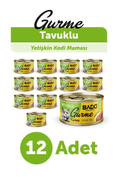 BADO GURME YAŞ YETİŞKİN KEDİ MAMASI HİNDİ ETLİ 85 GR 12 ADET ürün görseli 1