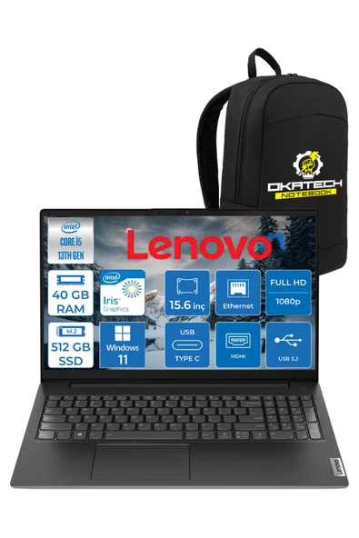 V15 G4 İNTEL i5 -13420H 40 GB RAM 1 TB NVM SSD 15.6 ” FHD WİN11PRO NOTEBOOK + OKATECH ÇANTA ürün görseli 1