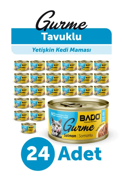 BADO GURME YAŞ YETİŞKİN KEDİ MAMASI SOMONLU 85 GR 36 ADET ürün görseli 1