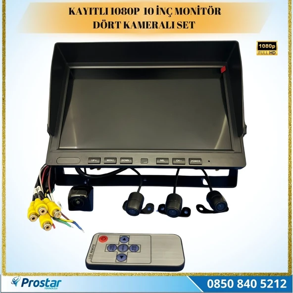10" Monitör Dört Kameralı Kayıtlı Okul ve Servis Kamera Seti ürün görseli 1
