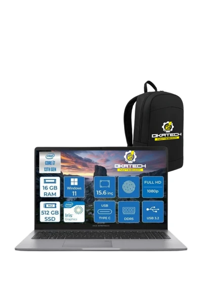 EXPERTBOOK P1503 INTELCORE I7-13620H 16GB RAM 512GB SSD WİN11 PRO 15.6” FHD NOTEBOOK + OKATECH ÇANTA ürün görseli 1