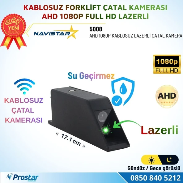 Kablosuz Lazerli Forklift Çatal Kamerası AHD 1080P Full HD Mıknatıslı Su Geçirmez Gece Görüşlü Tekli Kamera ürün görseli 1
