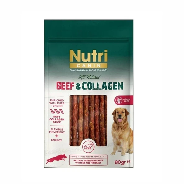 Nutri Canin Collagen Biftekli Yumuşak Çubuk Köpek Ödülü 80 gr ürün görseli 1