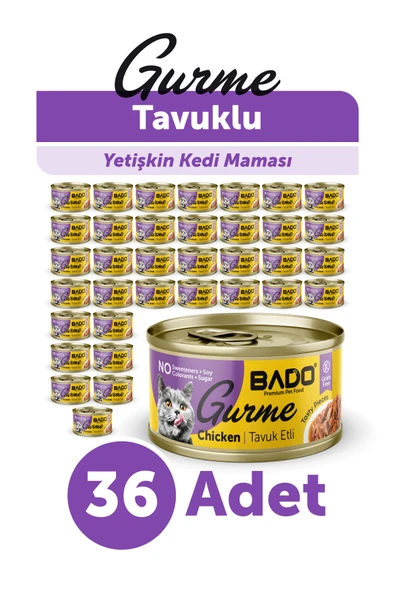 BADO GURME YAŞ YETİŞKİN KEDİ MAMASI TAVUKLU 85 GR 36 ADET ürün görseli 1