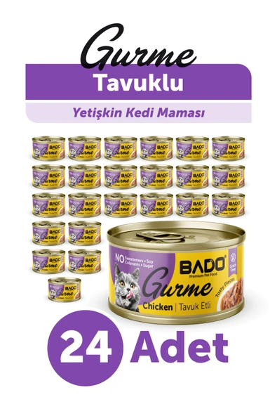 BADO GURME YAŞ YETİŞKİN KEDİ MAMASI TAVUKLU 85 GR 24 ADET ürün görseli 1