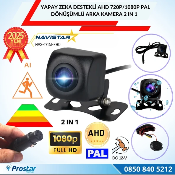 Yapay Zeka Destekli Ahd 720p/1080p Pal Dönüşümlü 2 IN 1 Geri Görüş Kamerası ürün görseli 1