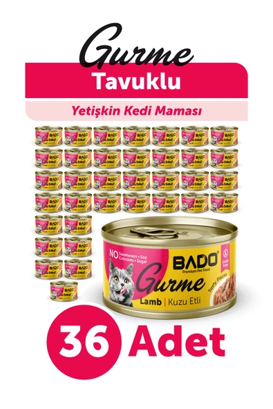 BADO GURME YAŞ YETİŞKİN KEDİ MAMASI KUZU ETLİ 85 GR 36 ADET ürün görseli 1