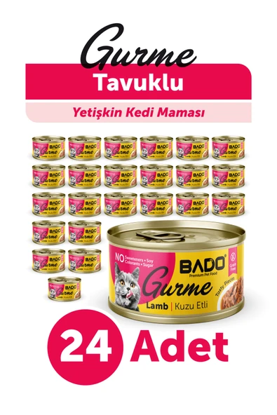 BADO GURME YAŞ YETİŞKİN KEDİ MAMASI KUZU ETLİ 85 GR 24 ADET ürün görseli 1