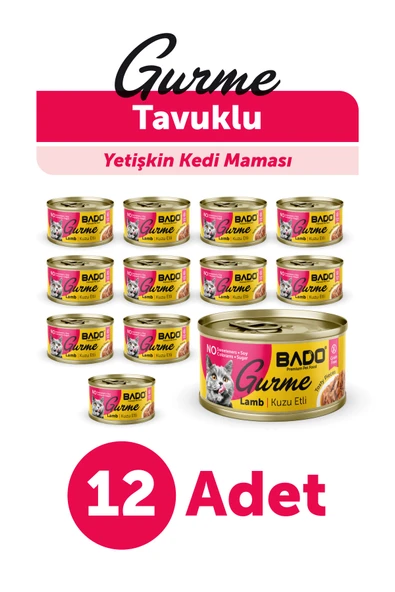 BADO GURME YAŞ YETİŞKİN KEDİ MAMASI KUZU ETLİ 85 GR 12 ADET ürün görseli 1